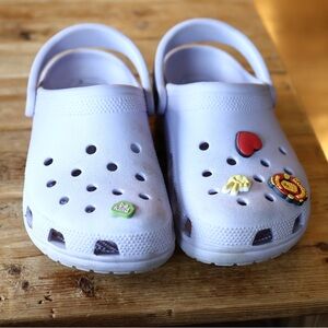 Lavender Crocs with Colorful Charms